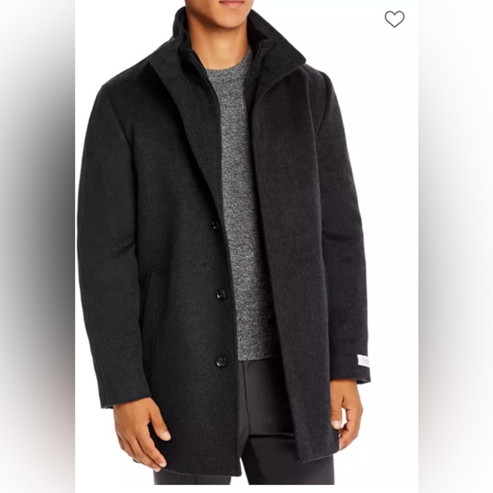 Cardinal Of Canada Mens Black Double Mock Neck Wool Blend Lined Car Coat - Picture 2 of 14
